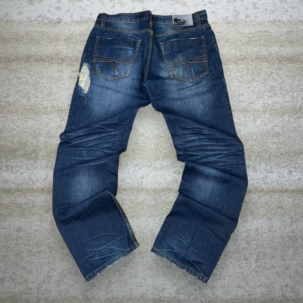 Vintage Y2K Black Brand Jeans 34x32 Relaxed Fit Dark Wash Denim